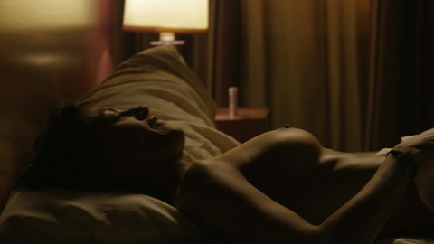 Judith Diakhate Naked as Alyssa. Breasts, hard nipples, laying in bed. 731751