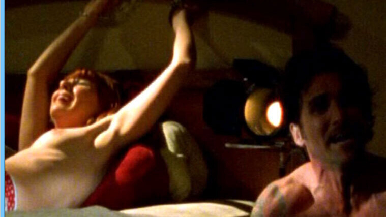 Michele Hill Nude in Distortion. Breasts, hands tied up, laying in bed. 644668