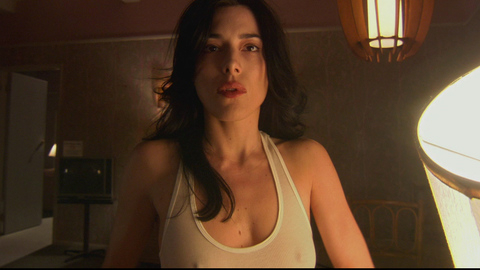 Jaime Murray in Dexter (2006-2013) Sexy Dark Hair Nipples Through Top 701246