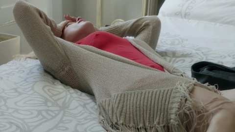 Sexiest Alice Eve Scene in Some Velvet Morning. Sexy, hands on head, lying on back. 740761