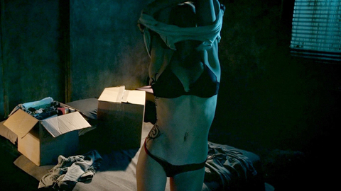 Katie Cassidy in The Scribbler (2014) Sexy Underwear Black Underwear Messy Room 747374