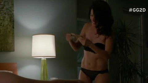 Sexiest Scenes of Abby McCarthy from Girlfriends' Guide to Divorce. Underwear, bedside, black bra and panties. 782645