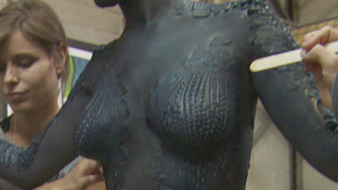 Jennifer Lawrence in X-Men: First Class (2011) Sexy Behind The Scenes Blue Makeup 700716