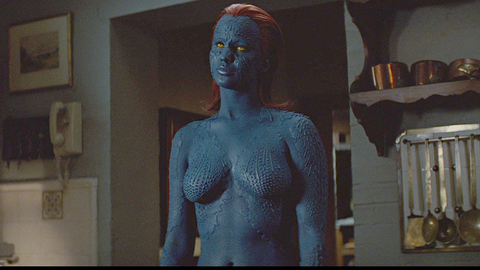 Sexiest Jennifer Lawrence Scene in X-Men: First Class. Sexy, SFW, blue skin. 700711