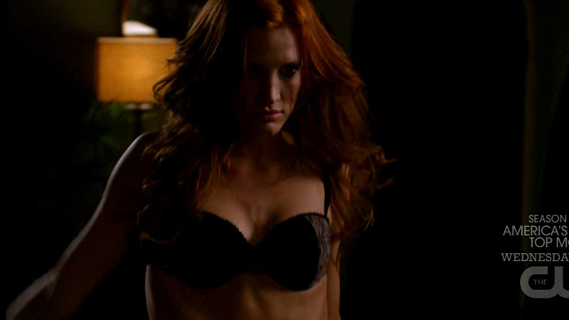 Sexiest Ashlee Simpson-Wentz Scene in Melrose Place. Underwear, SFW, black bra. 678019