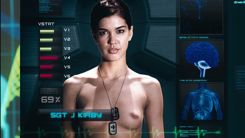 Nicole Tupper Nude in Starship Troopers 3. Breasts, brunette, dog tags. 708946