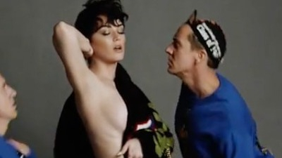 Hottest Katy Perry Scene in Katy Perry and Jeremy Scott for Moschino Fall/Winter 2015. Sexy, SFW, black hair. 773552