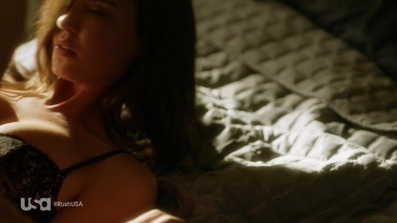 Sexiest Scenes of Sarah Peterson from Rush. Underwear, SFW, black lace bra. 746675