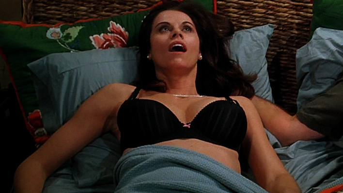Hottest Jennifer Taylor Scene in Two and a Half Men. Underwear, SFW, black bikini. 675446