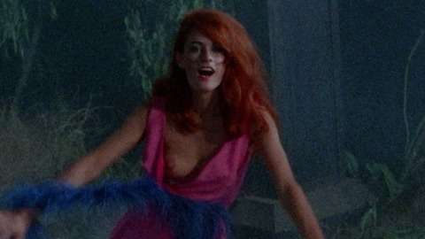 Coleen O'Brien Nude in Orgy of the Dead. Breasts, blue boa, breast above dress. 820510