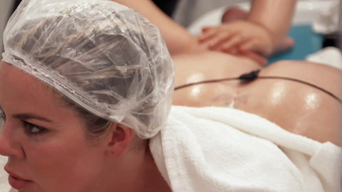 Keeping Up with the Kardashians's Sexiest Scenes with Khloe Kardashian. Thong, hair net, massage. 884088