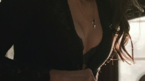 Nina Dobrev in The Vampire Diaries (2009-2016) Sexy Underwear Bedroom Black Bra 737198