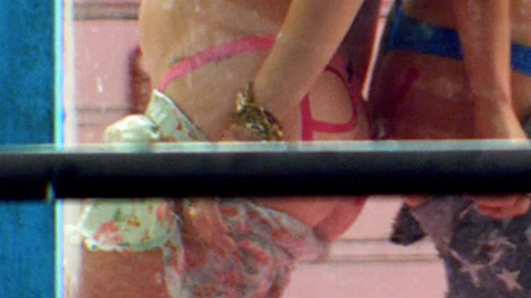 Juno Temple in Small Apartments (2012) Thong Underwear Binoculars Blue Thong 722554