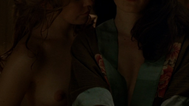 Lisa Joyce Nude as Mary. Breasts, 2 girls in bed, brunette and blonde. 690278