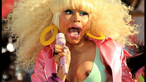Nicki Minaj in Good Morning America (1975-2011) Breasts Blonde Wig Breast Peeking Out 699338