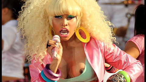 Nicki Minaj in Good Morning America (1975-2011) Breasts Blonde Wig Breast Peeking Out 699337