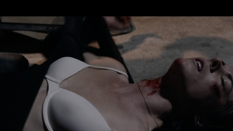 Sexiest Jennifer Hills Scenes. Underwear, bloody throat, lying on ground. 778348