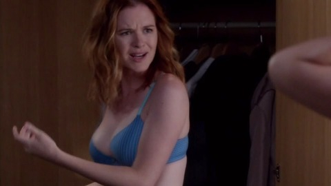 Sarah Drew in Grey's Anatomy (2005-2021) Underwear Blue Bra Changing Room 774874