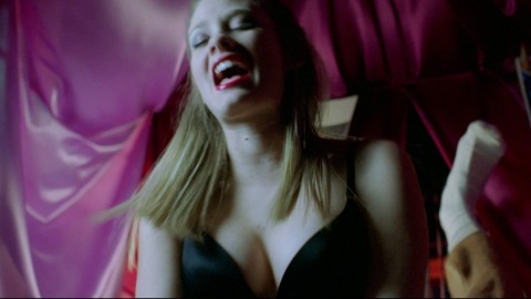 Kim Matula in The Dinosaur Experiment (2013) Underwear Black Bra Pink Curtains 743388
