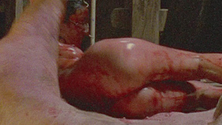 Jannete Tomiita Naked in Embodiment of Evil. Breasts, Butt, bloody, laying on ground. 694981