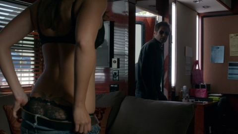 Mercedes Mason in Californication (2007-2014) Underwear Black Lingerie Fully Clothed Man 740411