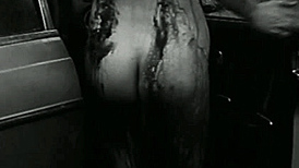 Rachel from The Human Centipede II Naked. Butt, black and white, bleeding. 706553