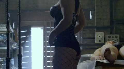 Gina Carano in Almost Human (2013-2014) Sexy Black Corset Fishnet Stockings 734449