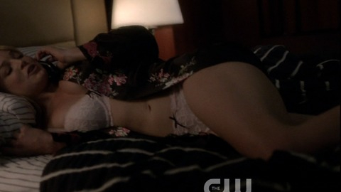 Caity Lotz in Arrow (2012-2019) Underwear Laying In Bed On Phone 731424
