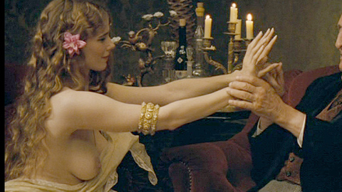 Pauline Jacquard Naked as N/A. Breasts, brunette, flower in hair. 708327