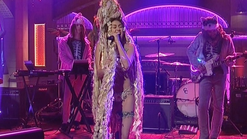 Sexiest Miley Cyrus Scene in Saturday Night Live. Sexy, Underwear, SFW, flowers on body. 774961