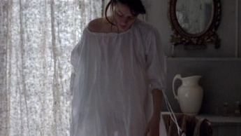 Hottest Pauline Etienne Scene in The Nun. Sexy, brunette, bush through sheer gown. 763046