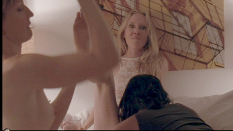 Brandi Nicole Wilson Nude as Menage a Trois Woman 2. Breasts, Lesbian, black hair, blonde. 720656