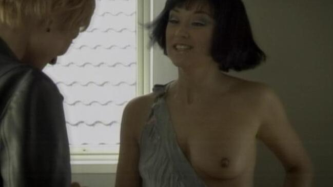 Stine Buer Nude as Div. roller. Breasts, brunette, hard nipples. 717350