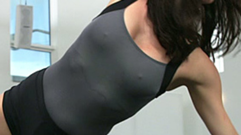 Hottest Emily Scenes. Sexy, black spandex, brunette. 718203