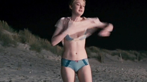 Dakota Fanning in Now is Good (2012) Underwear Beach Blue Panties 720668