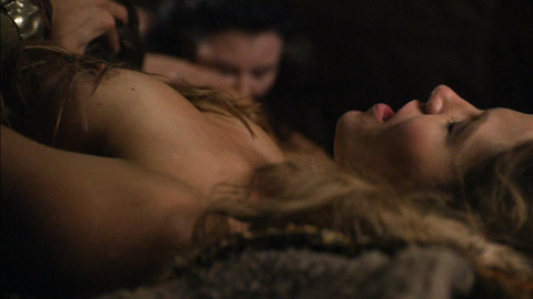 Ellen Hollman Naked as Saxa. Breasts, brunette, laying down. 720795