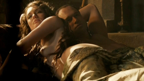 Laura Haddock in Da Vinci's Demons (2013-2015) Breasts Breasts Covered By Sheet 724644