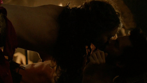 Lucrezia Donati from Da Vinci's Demons Naked. Breasts, kissing, long hair. 725147