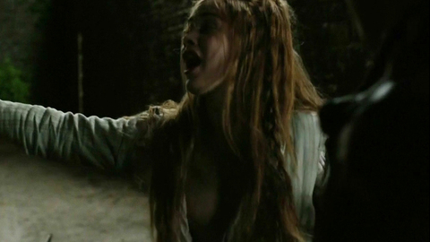 Hera Hilmar Nude in Da Vinci's Demons. Breasts, breast peeking out, long hair. 724642