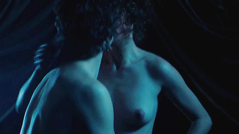 Vicky Krieps Nude as Johanna Gauss. Breasts, blue lighting, brunette. 724634
