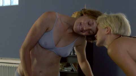 Vicky Krieps in The Chambermaid (2015) Sexy Underwear Blue Bra Brunette 773186