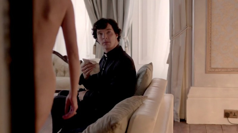 Sexiest Irene Adler Scenes. Sexy, back exposed, priest. 733486