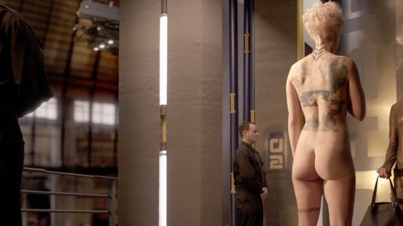 Jasmine Garza from Continuum Naked. Butt, Tattoos, black heels. 728945