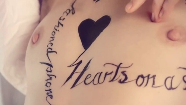 Amanda Palmer Naked in Want It Back. Breasts, Sexy, black ink on chest, close-up. 733105