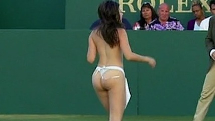 Hottest Wimbledon Streaker Scenes. Thong, back exposed, black hair. 768531