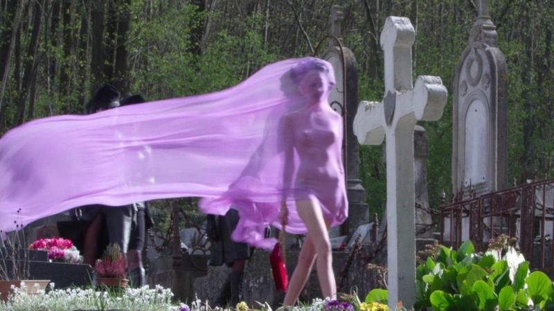 Hottest Juliet Ingleby Scene in Mademoiselle C. Sexy, breasts through dress, purple dress. 735854