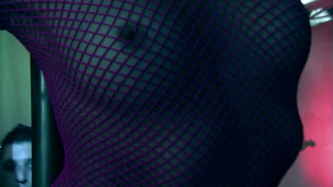 Nudes of Ballerina from Symphony in Blood Red. Breasts, blue mesh shirt, close-up. 737076