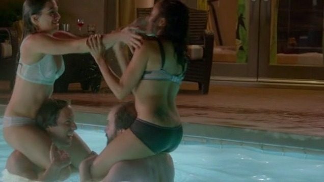 Sexiest Selina Kaye Scene in Married. Underwear, SFW, on man's shoulders. 744883
