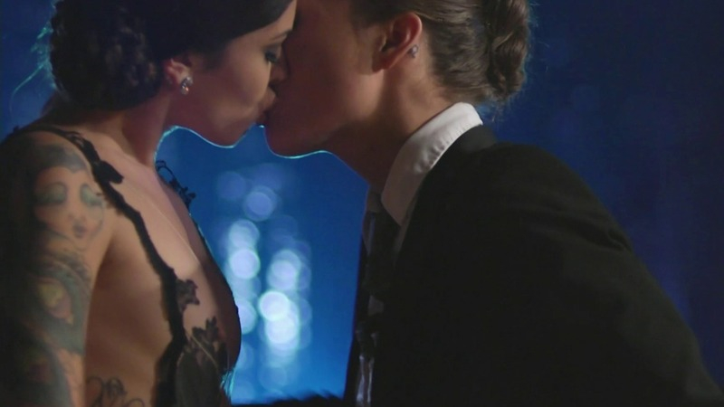 Sexiest Kayla Jane Scene in Pleasure or Pain. Sexy, Lesbian, Tattoos, couple kissing. 746839