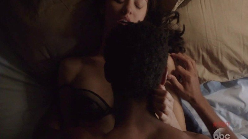 Sexiest Katie Findlay Scene in How to Get Away with Murder. Underwear, black bra, couple in bed. 750913